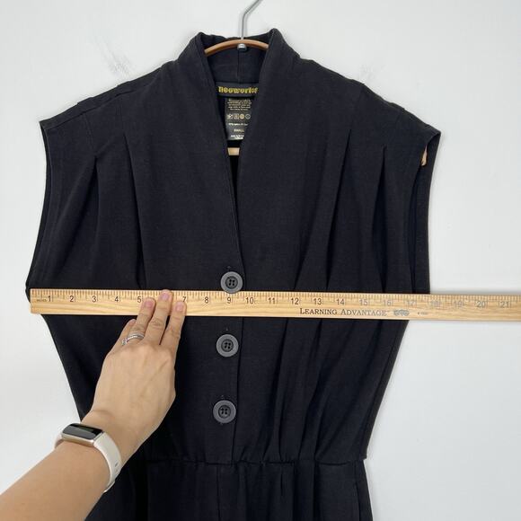 Nooworks Solid Magic Suit Jumpsuit Women Size S Jersey Knit Buttons Skinny Black - Picture 5 of 12